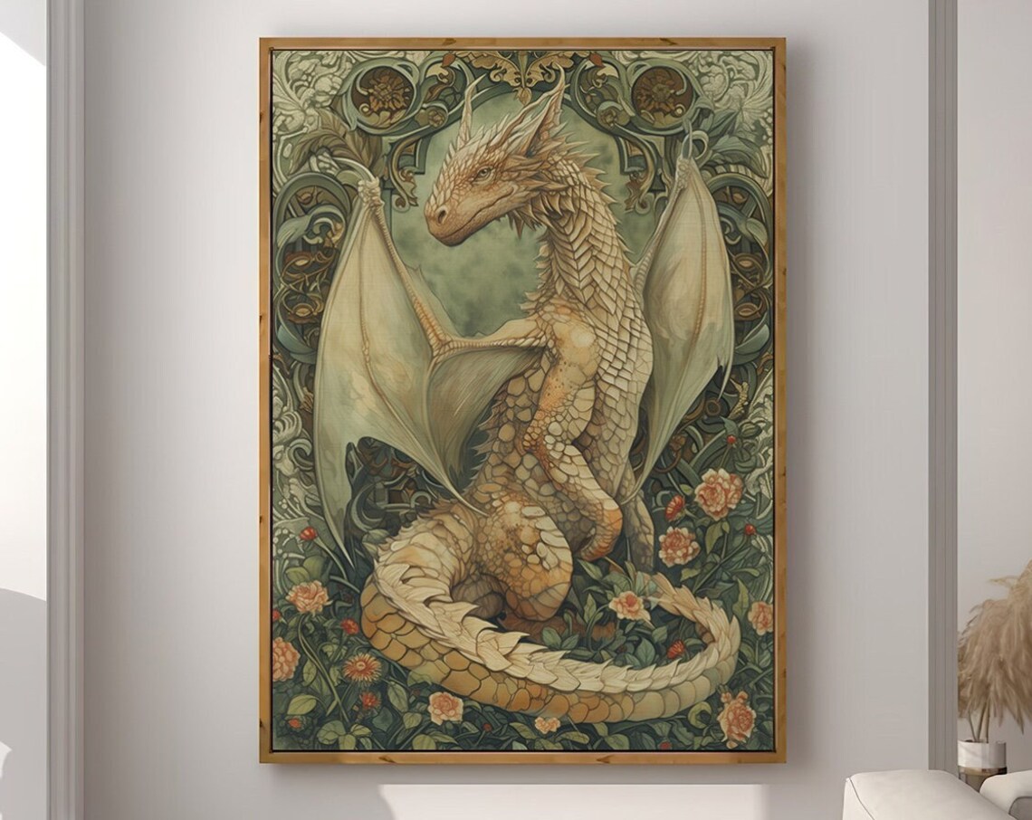William Morris Inspired Dragon Art Print, Wall Decor - Image 4