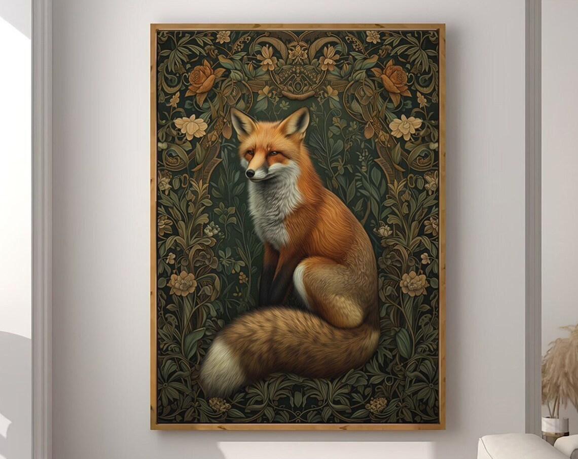 William Morris-Inspired Fox Art Print, Nature Decor - Image 4