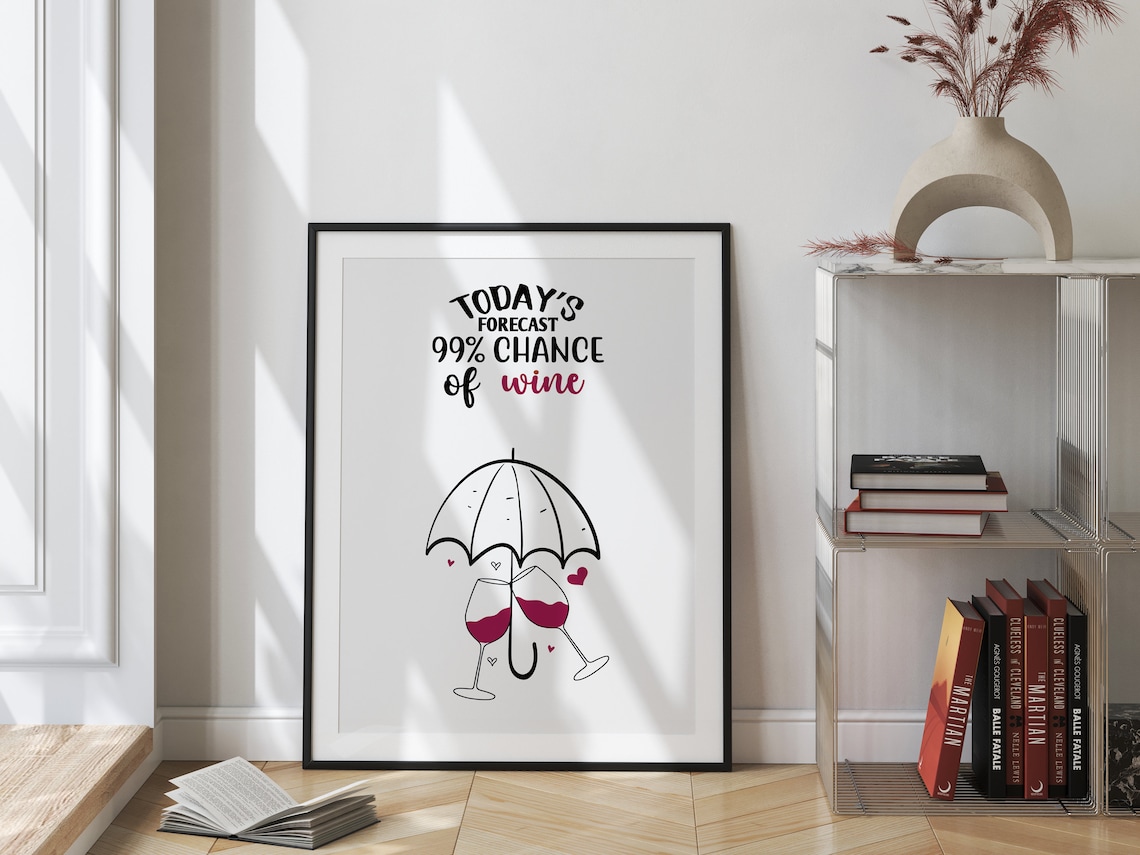 99 Percent Chance Of Wine Vintage Drink Poster