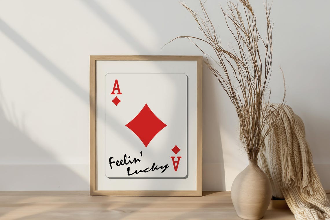 Ace of Diamonds Feelin Lucky Playing Card Bold Retro Art Poster