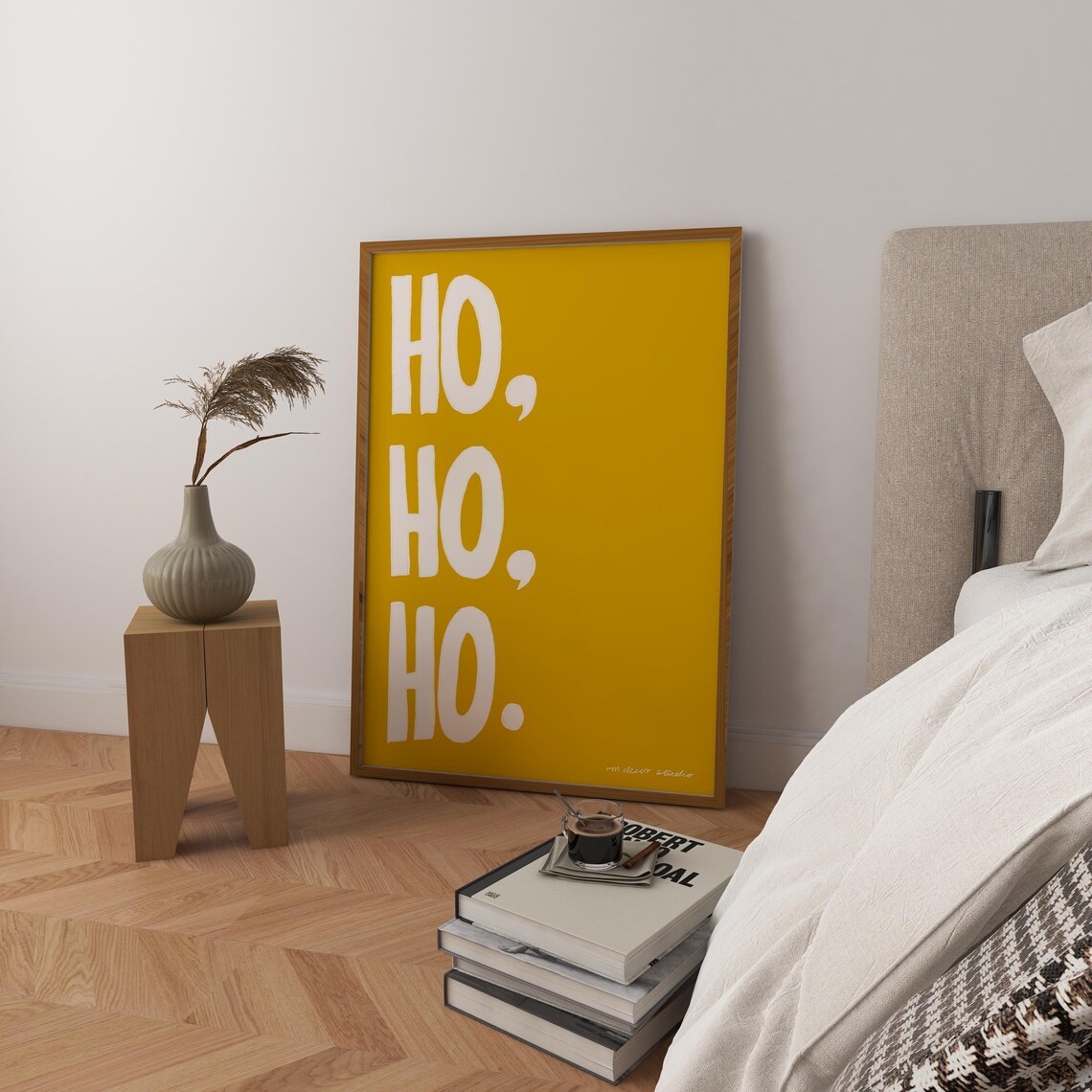 Ho Art Print Poster Vintage Trendy Christmas Xmas Illustration Mid Century Modern Kitchen Wall