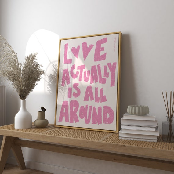 Love Actually Is All Around, Retro Heart Art Print