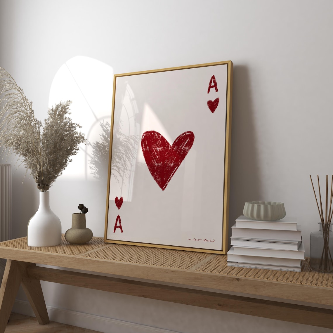 Ace Of Hearts Vintage Retro Card Art Print