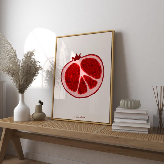 Pomegranate Vintage Food Print, Mid-Century Poster