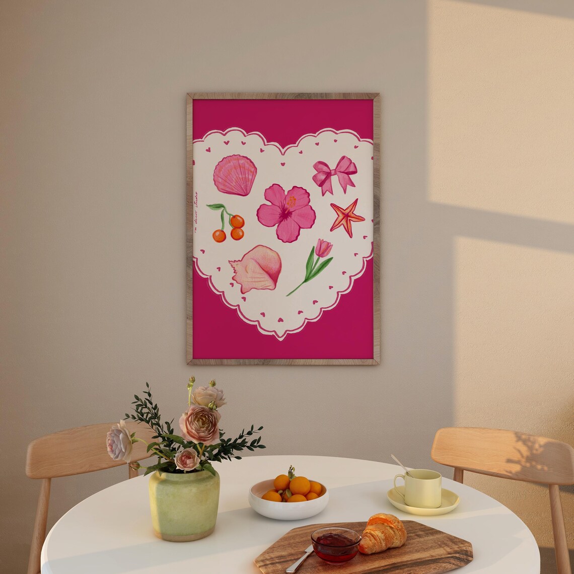 Summer Lovin Vintage Flowers Shells Art Print