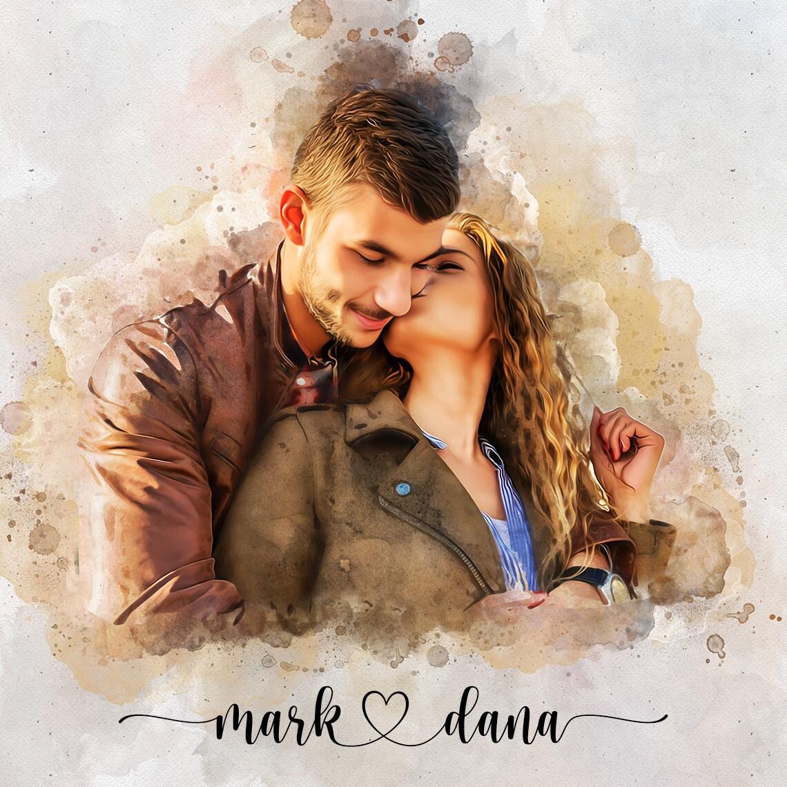 Personalised Watercolor Portrait, Valentines Gift