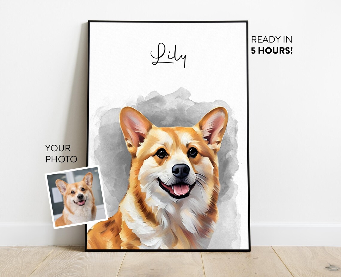 Watercolor Custom Pet Portrait, Gift For Her