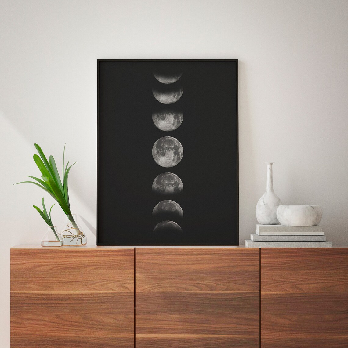 Lunar Moon Poster, Moon Cycle Wall Art Print