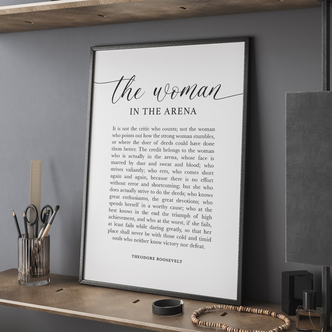 Woman In The Arena Quote Art Print, Feminist Wall Decor - Image 4