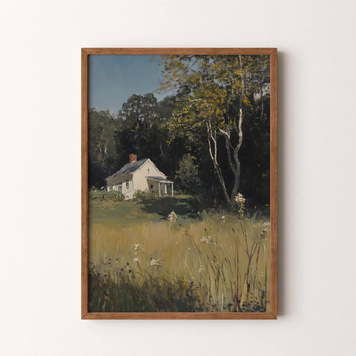 Vintage Countryside Landscape, Rustic Farmhouse