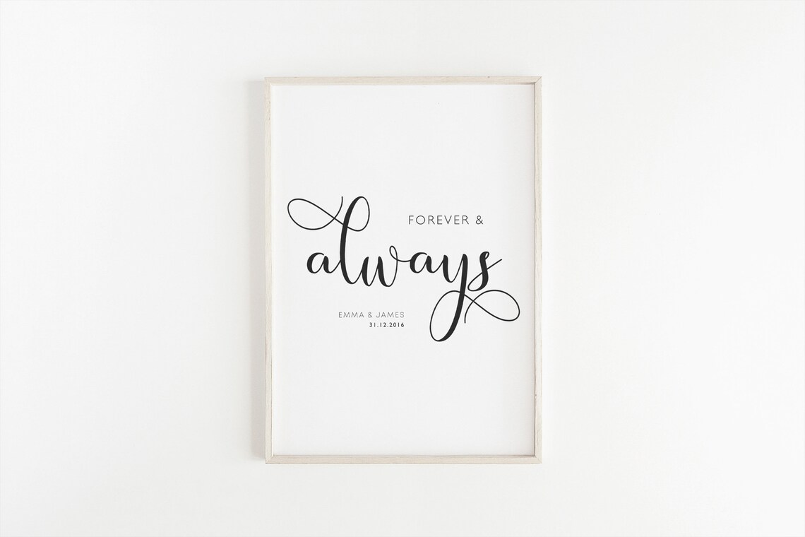 Custom Couple Print: Forever and Always Quote - Image 2