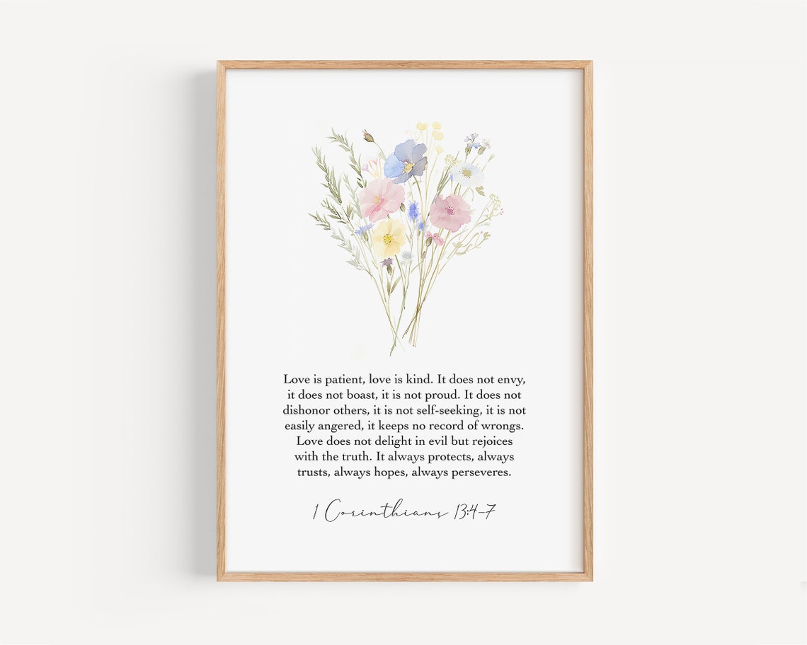 Art 1 Corinthians 134 7 Love Bible Verse Christian Wall Art Inspirational Decor Faith Scripture Print - Image 3