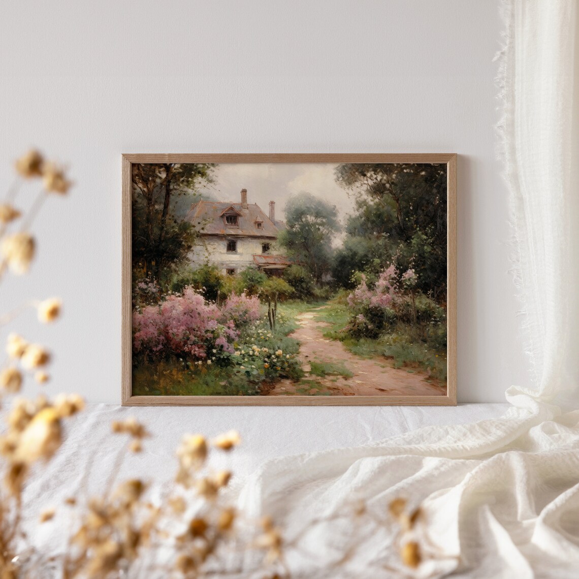 Vintage Garden Print, Antique Landscape Painting - Image 4