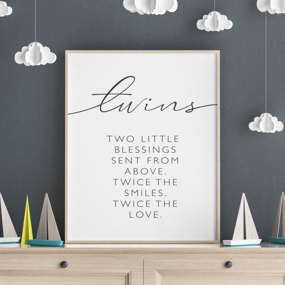Twin Nursery Decor Art Print, Girls' Room Wall Art