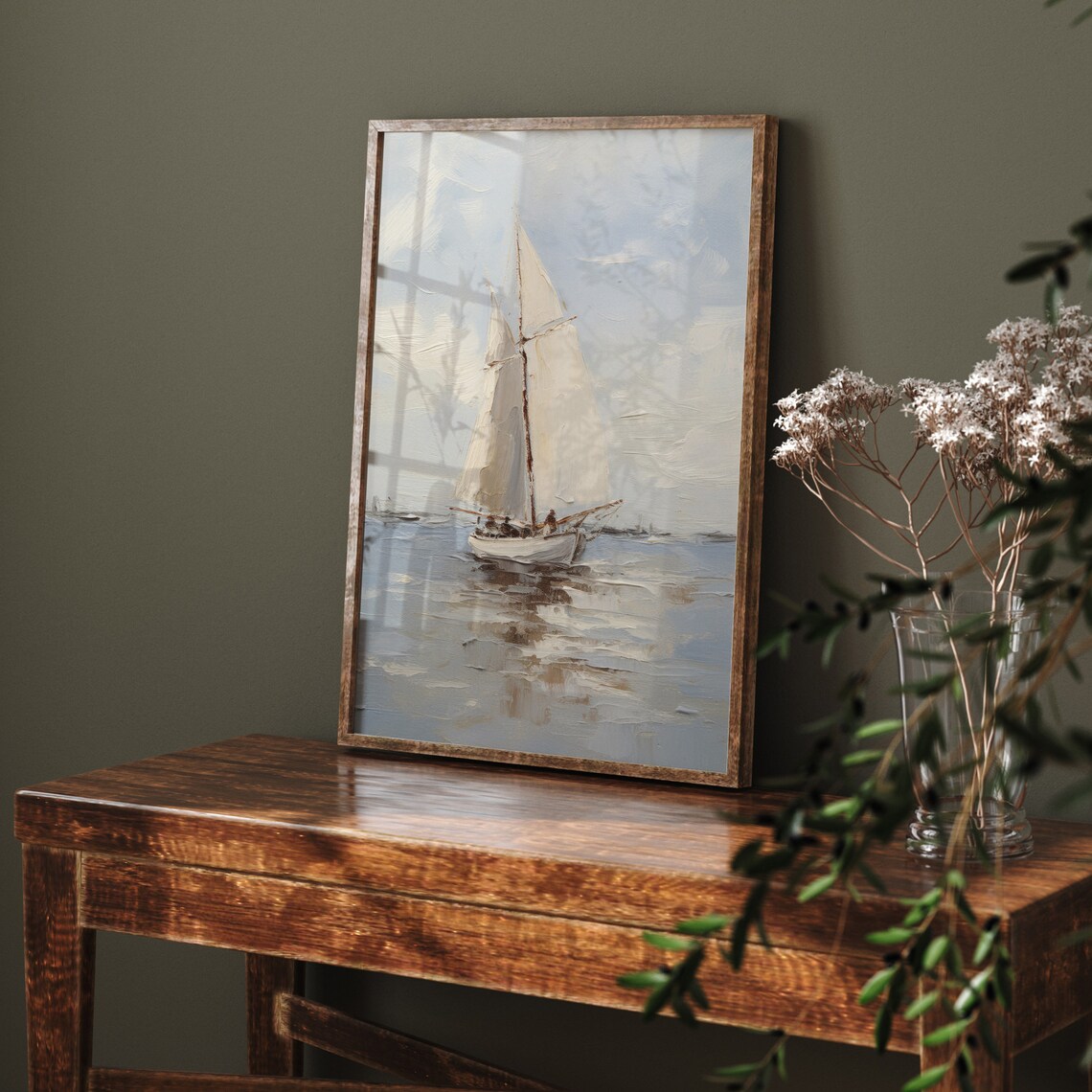 Sailboat Neutral Seascape Wall Art Print - Image 5