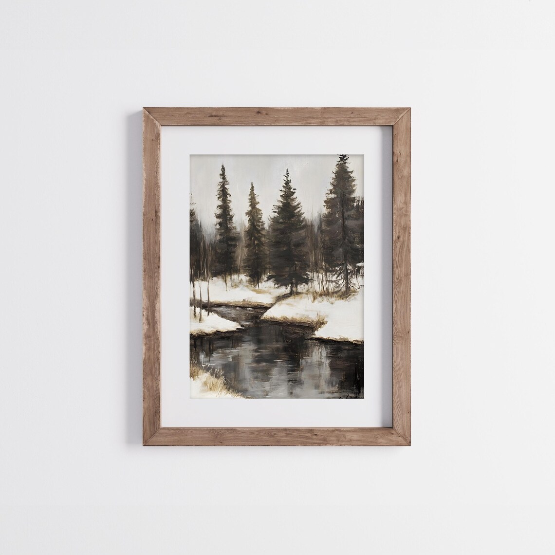 Rustic Winter Landscape, Moody Snowy Forest Scene - Image 4