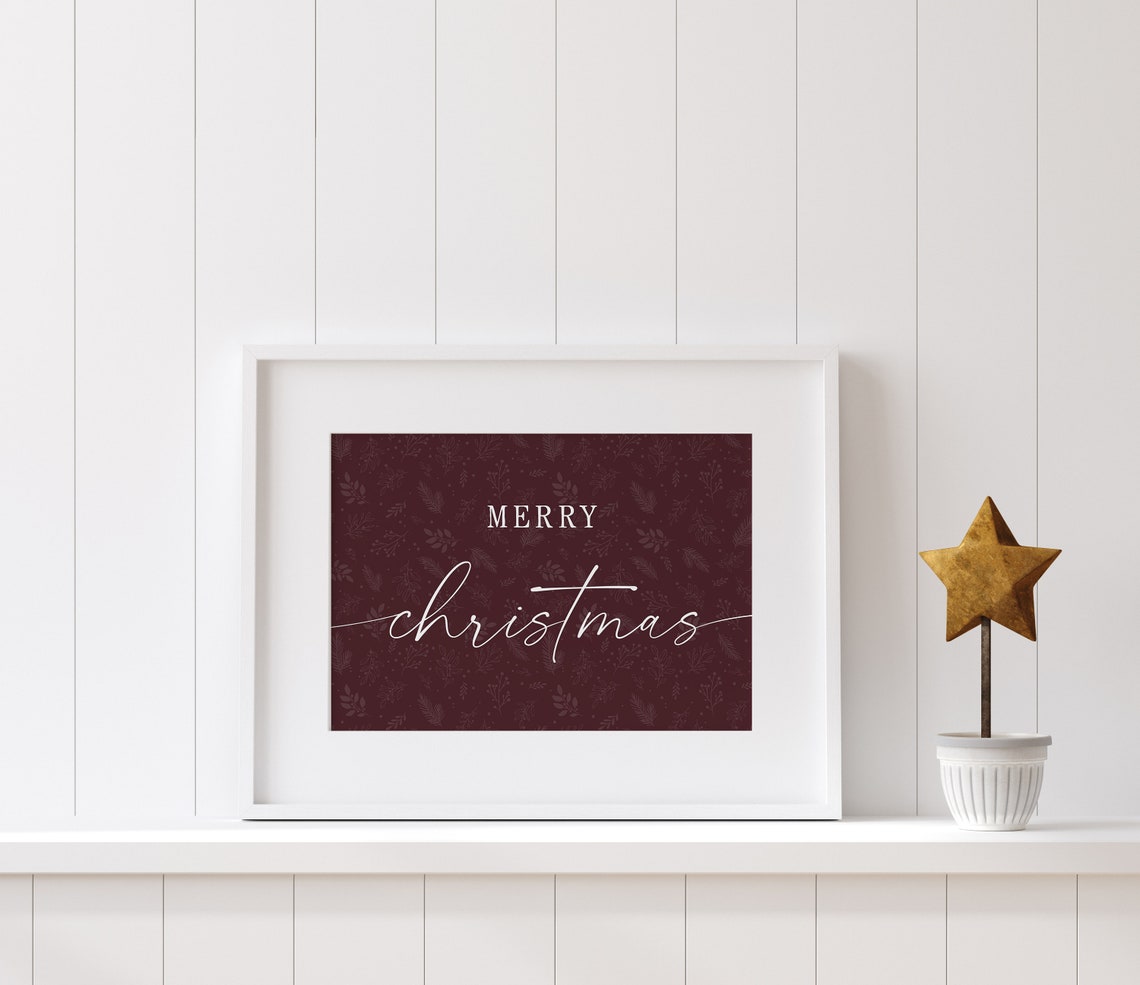 Merry Christmas Burgundy Script Elegant Holiday Greeting Poster - Image 3