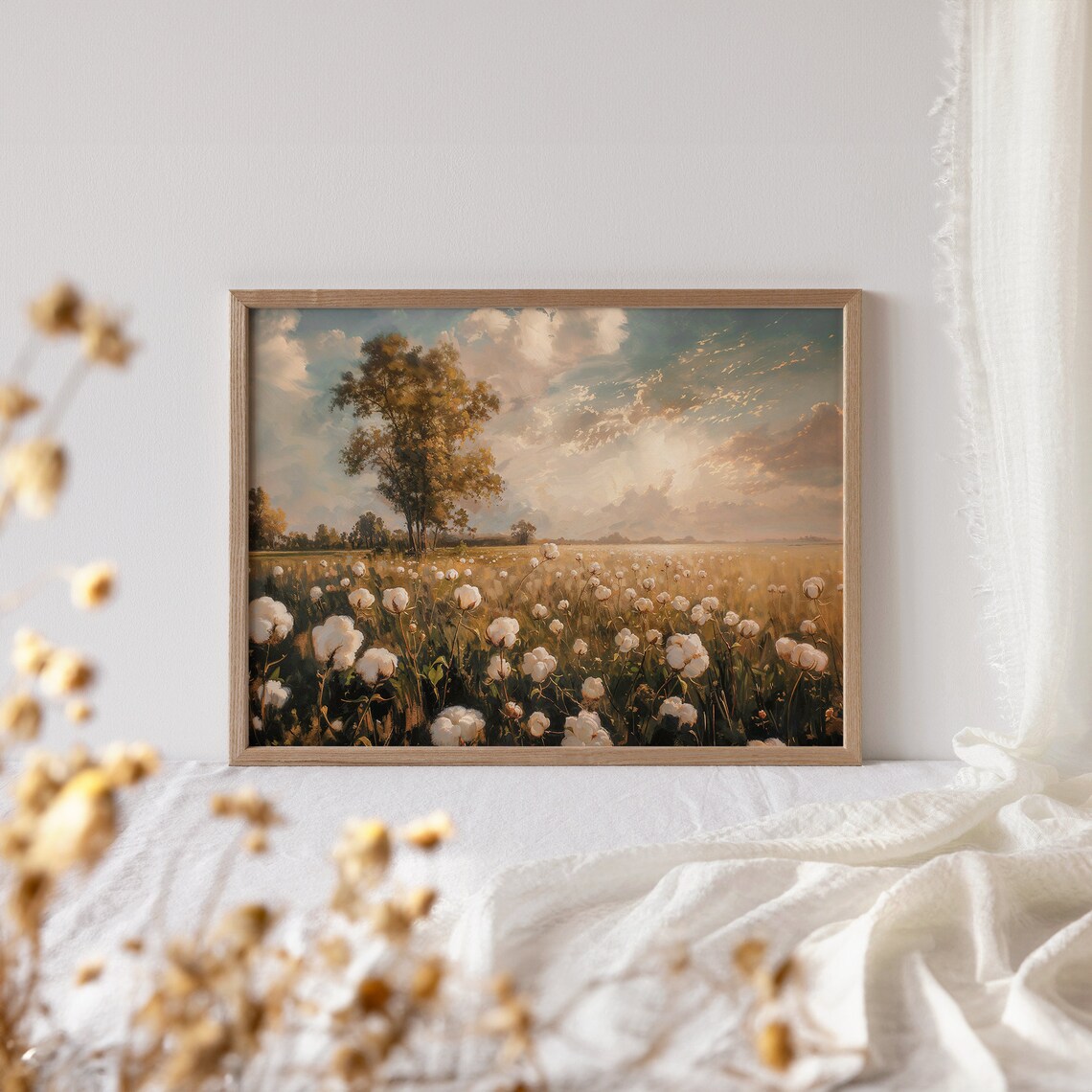 Cotton Field Landscape, Farmhouse Wall Decor - Image 3