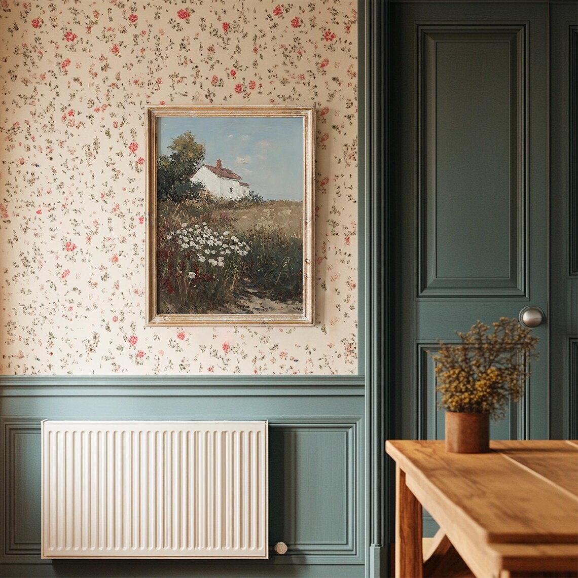 Vintage Rustic Cottage Painting, Moody Floral Garden Path - Image 3