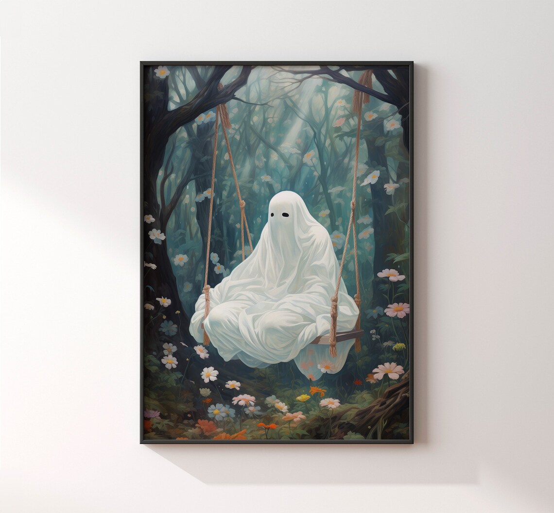 Ghost On The Swing, Spooky Dark Academia Art Print - Image 2