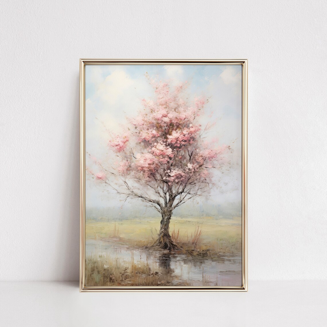 Spring Landscape Painting, Vintage Blossom Tree Art Print - Image 4