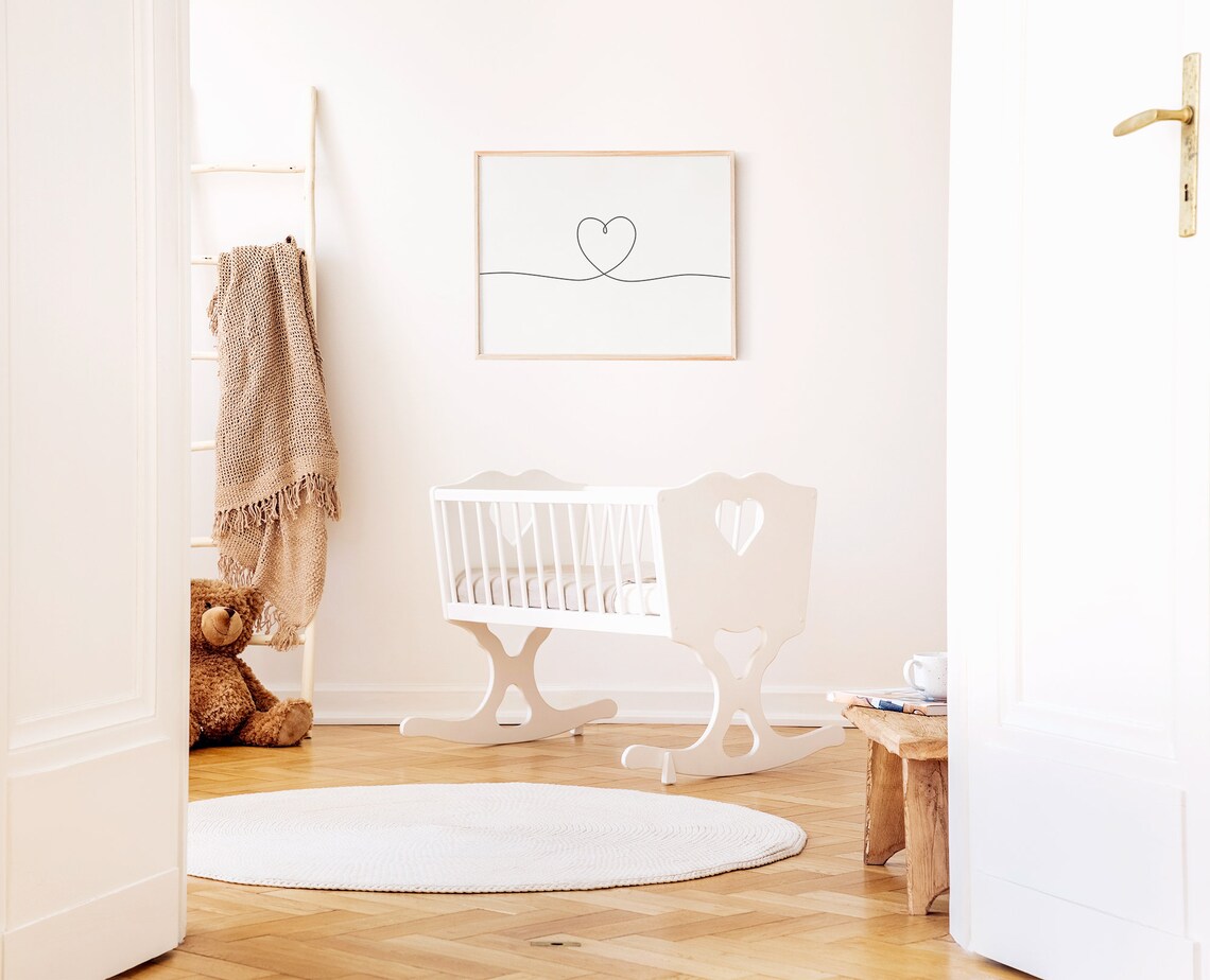 Minimal Heart Nursery Decor Line Heart Art Print - Image 4