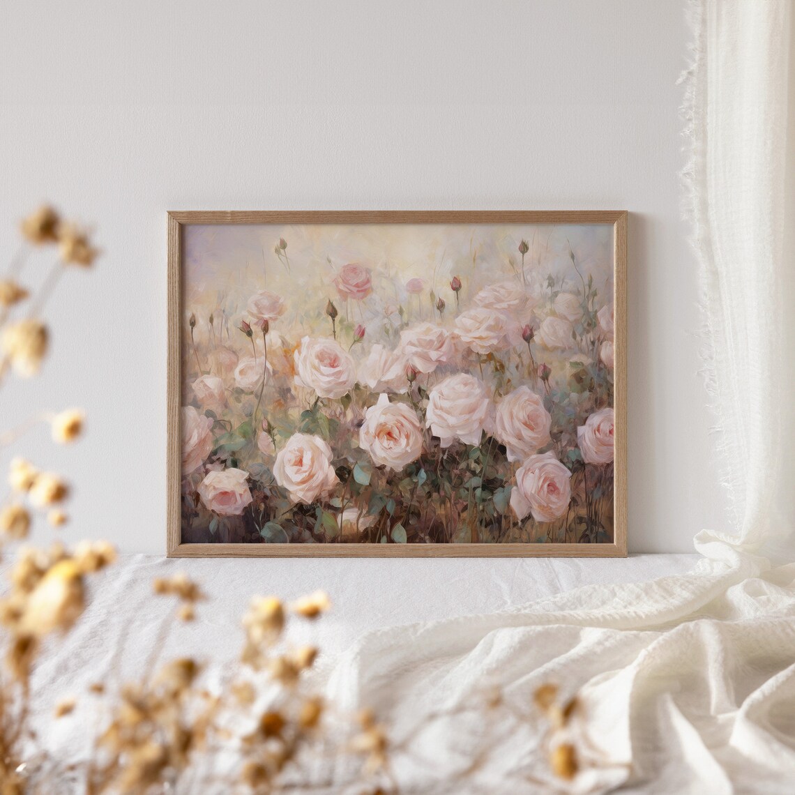 Roses Field Painting Vintage Floral Art Print - Image 4
