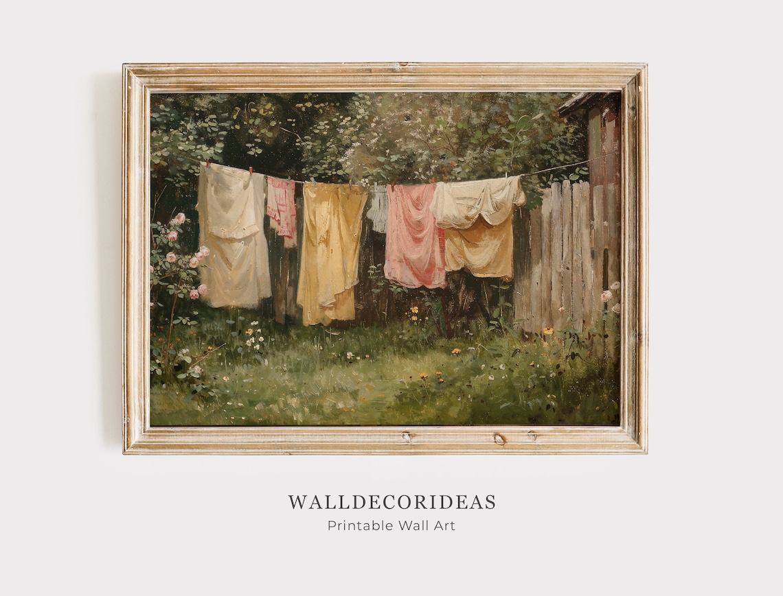 Laundry Room Farmhouse Clothesline Wall Art Print