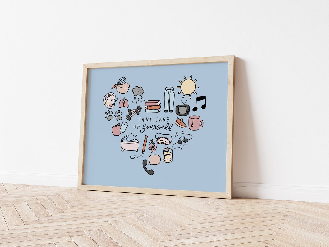 Take Care Of Yourself Self Care Bedroom Art Print - Image 2