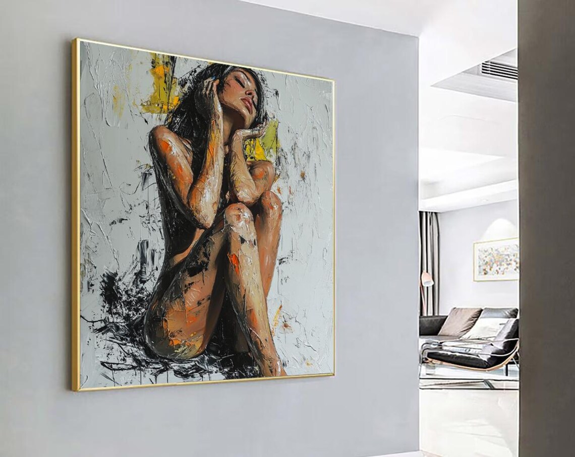 Nude Woman Abstract Oil Painting Style Art Print
