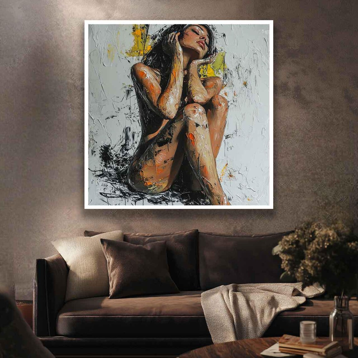 Nude Woman Abstract Oil Painting Style Art Print - Image 3