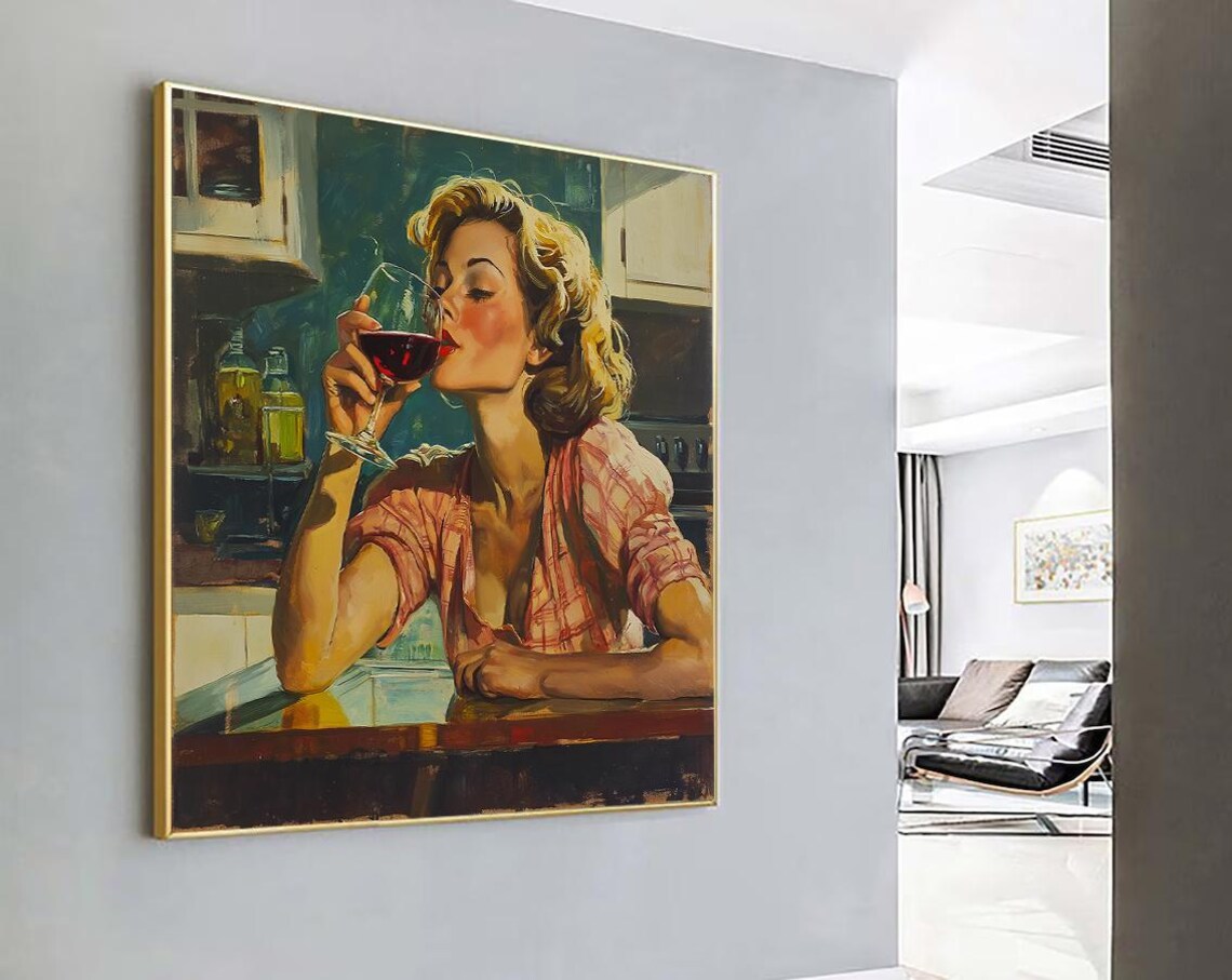 Woman Portrait, Retro Gift for Her Art Print
