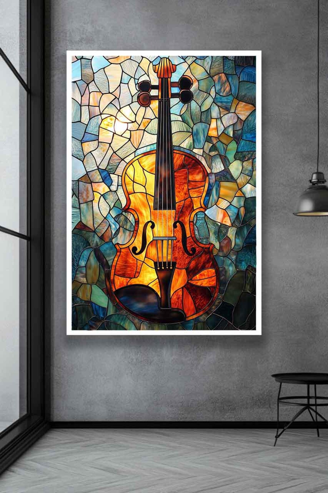 Violin Cubism Mosaic Art Print for Music Rooms - Image 3