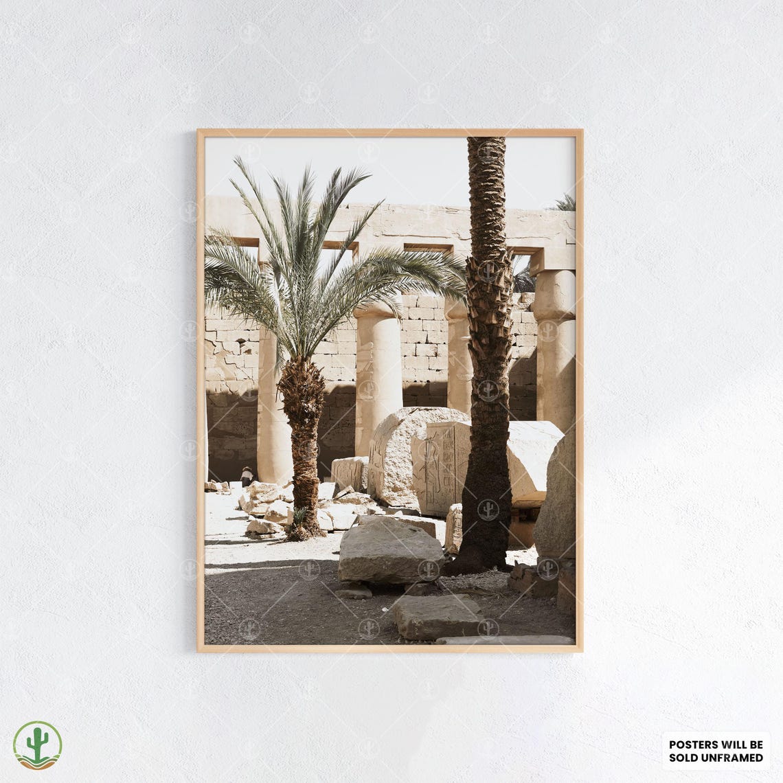 Ancient Egyptian Temple Ruins Palm Trees Travel Photo Art Poster