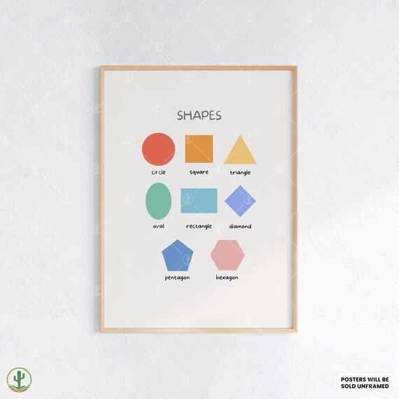 Basic Shapes Chart Circle Square Triangle Kids Learning Poster