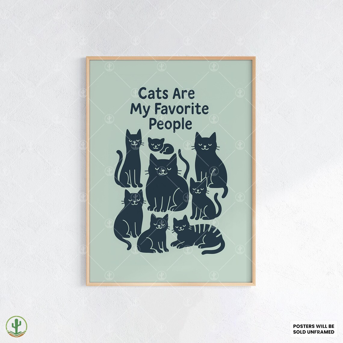 Cats Are My Favorite People Funny Black Cat Group Cute Art Poster