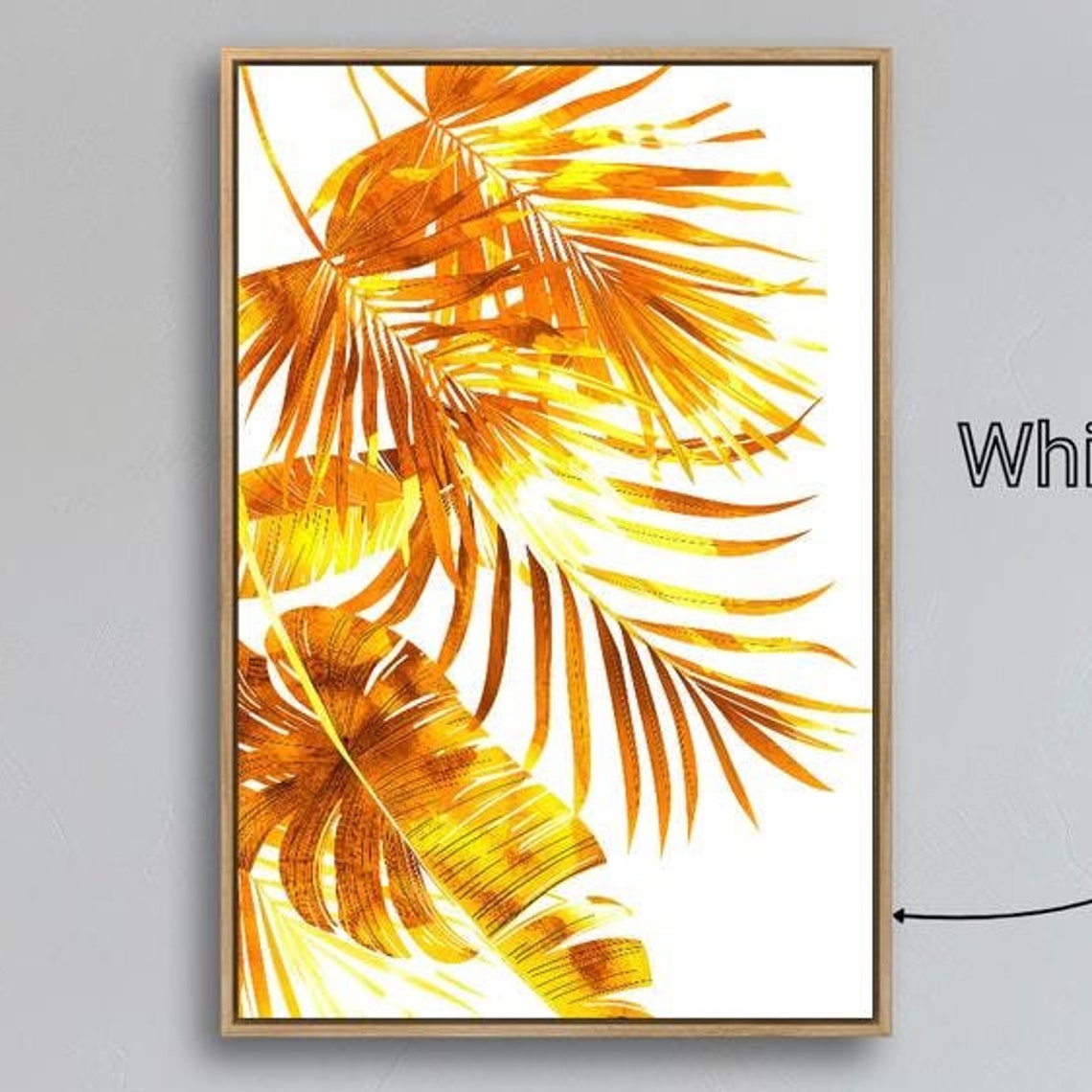 Golden Tropical Palm Fronds Warm Orange Botanical Wall Art Print