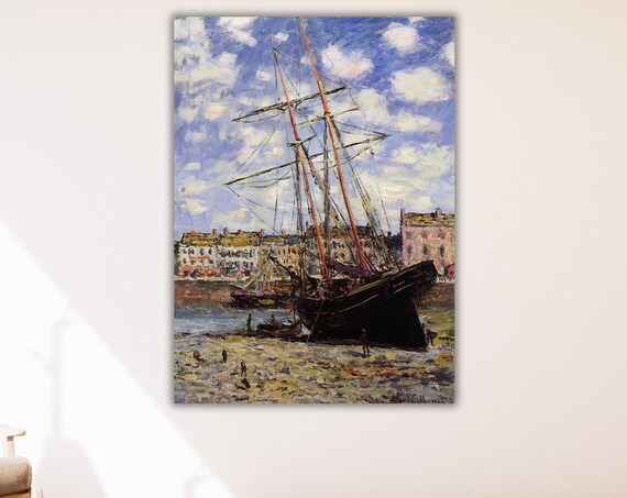 Claude Monet Painting Home Decor Modern Wall Art Claude Monet Boat Lying At Low Tide Wall Art Print Reproduction Print Art Wall Decor