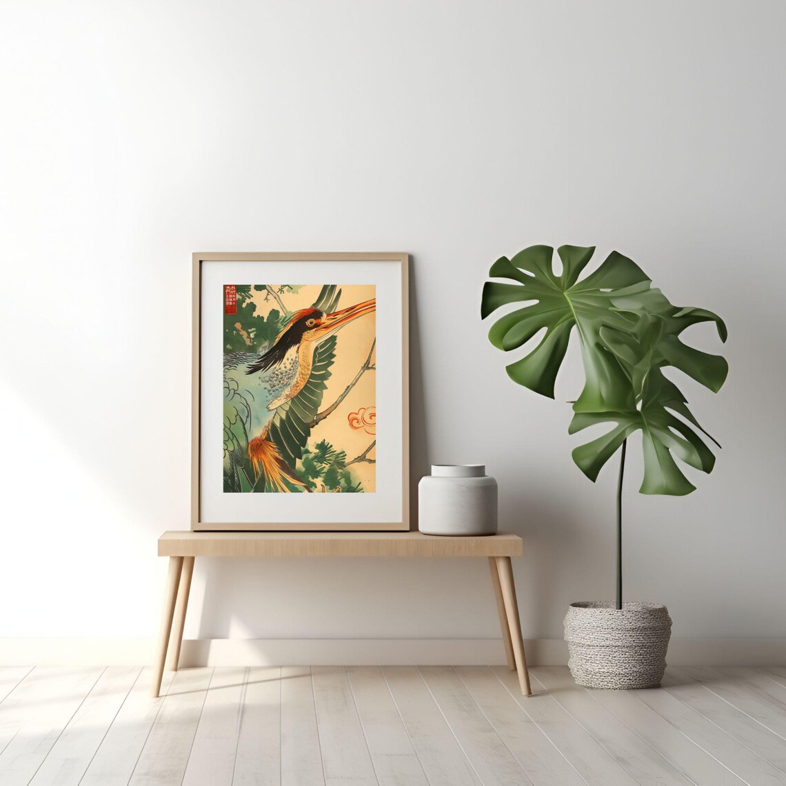 Elegant Heron In Flight, Nature Inspired Bird Art Print - Image 2