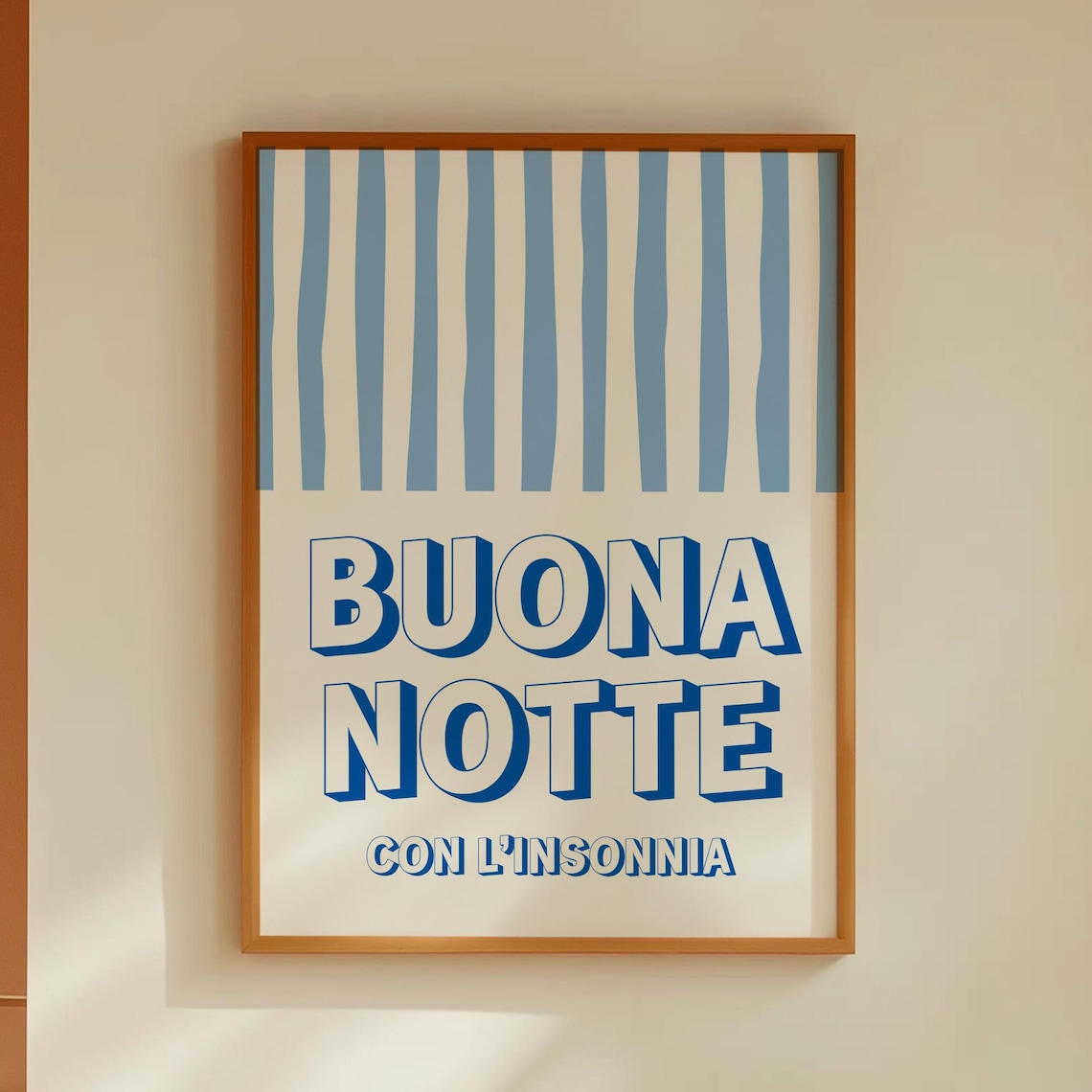 Buona Notte Con Linsonnia Funny Blue Stripe Italian Humor Poster - Image 2