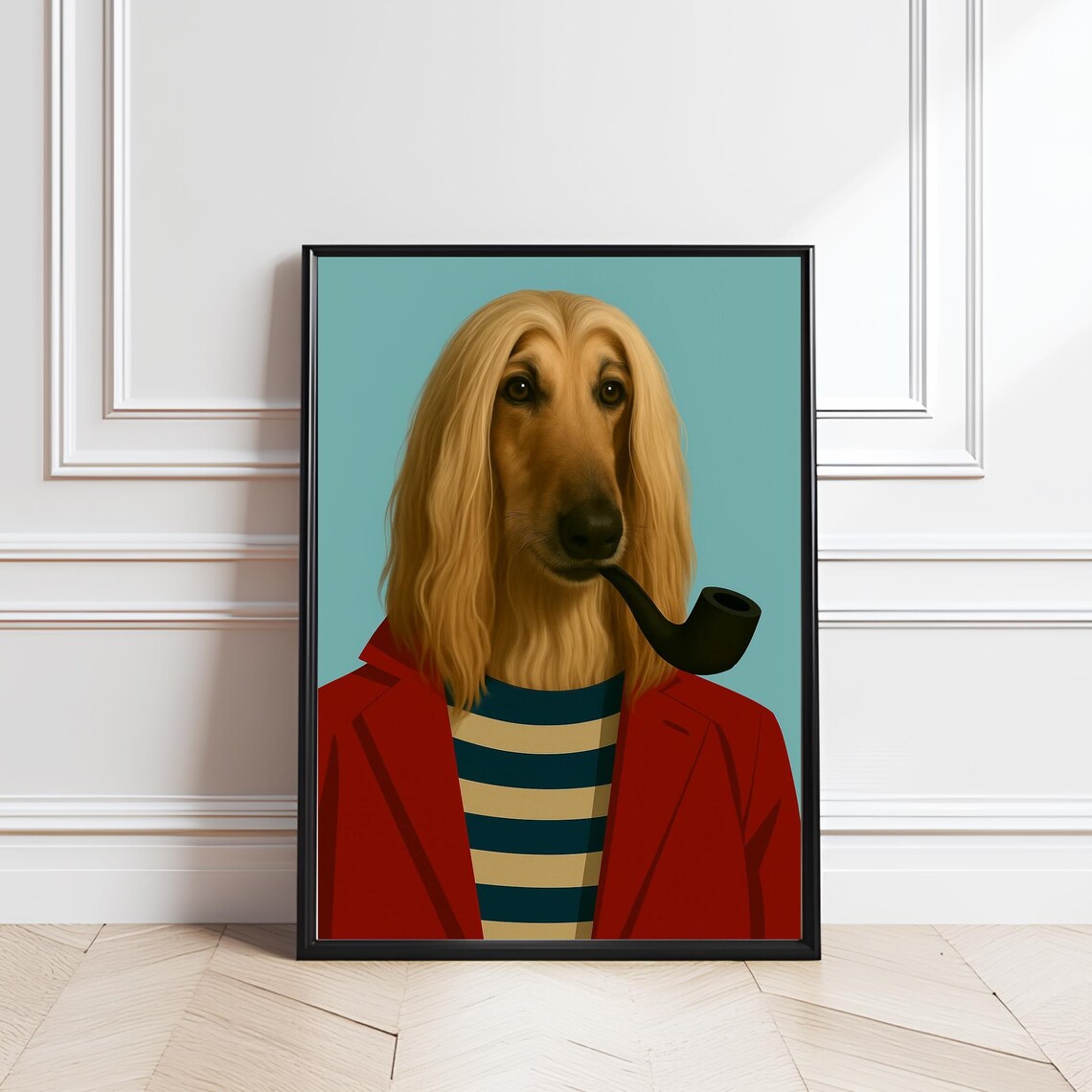 Afghan Hound Captain Funny Nautical Dog Portrait Sailor Print