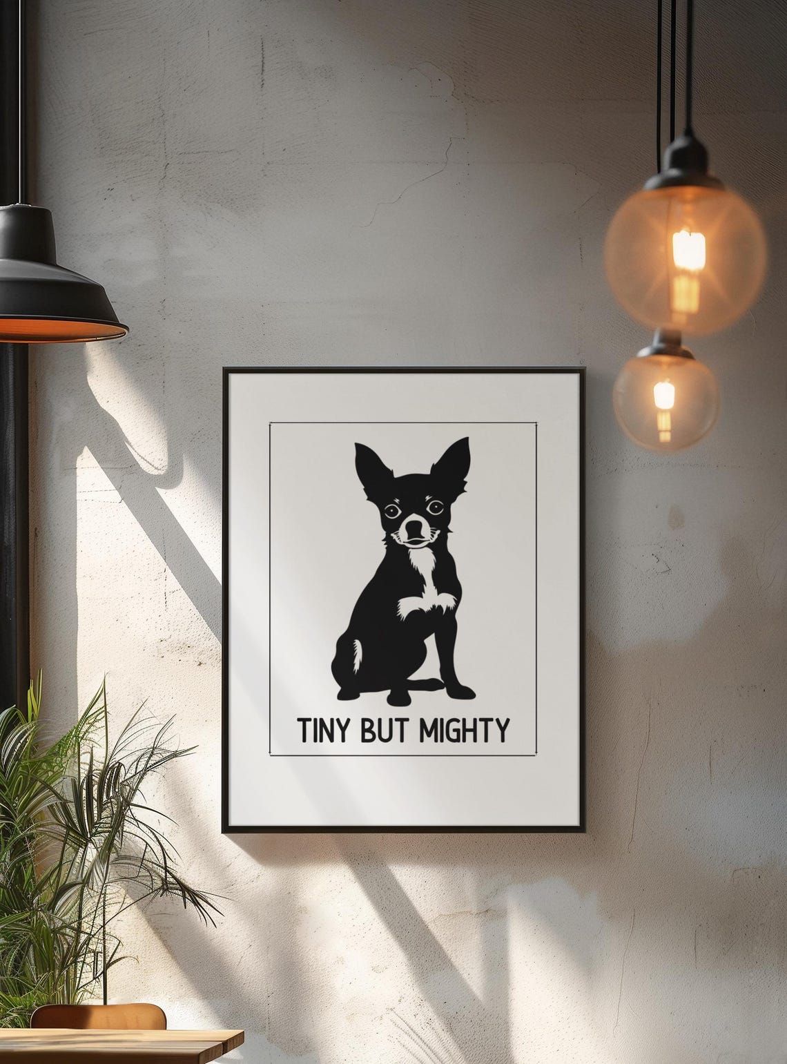 Tiny But Mighty Chihuahua Poster Minimalist Black and White Dog Art