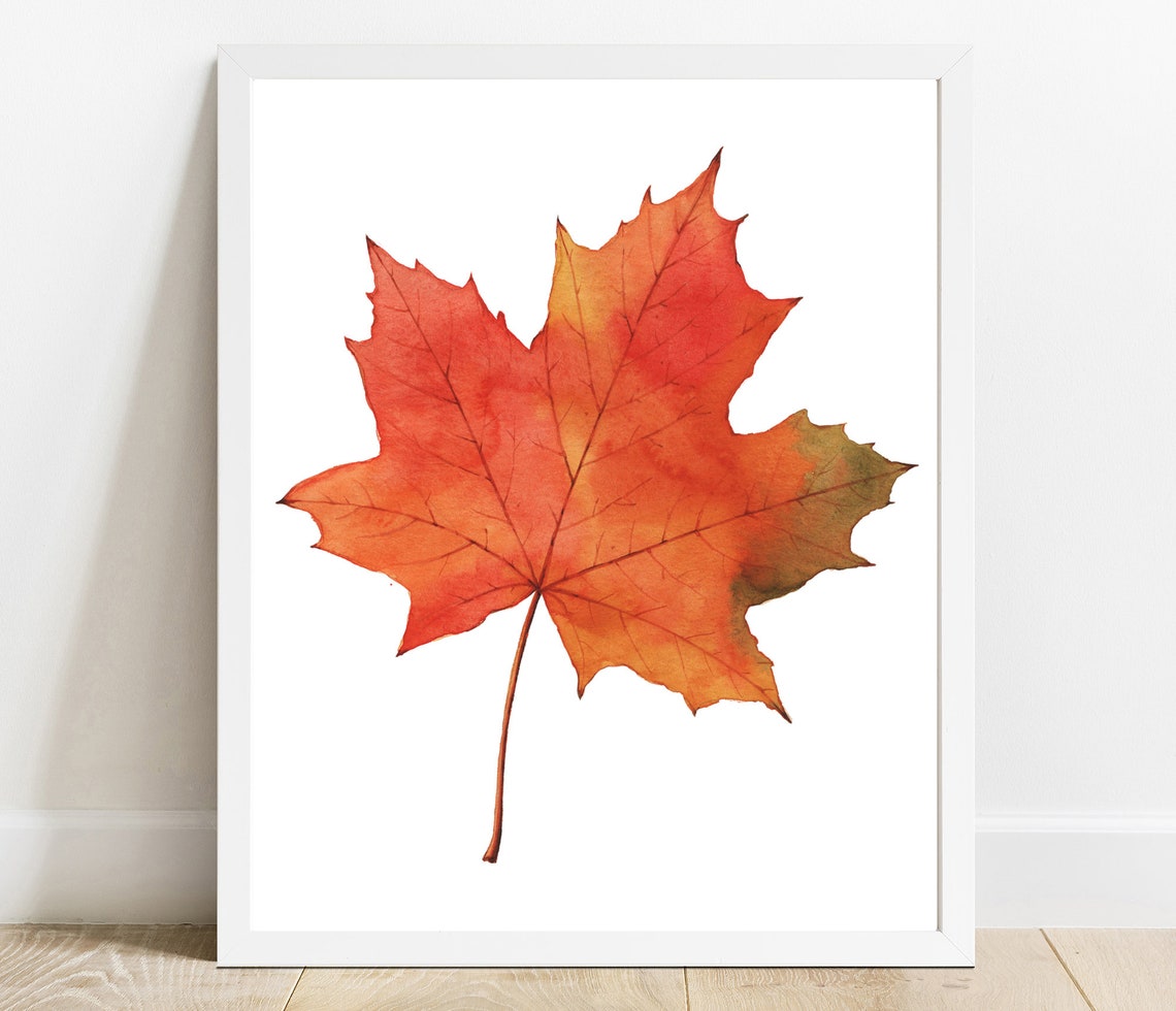 Watercolor Fall Leaf Print Autumn Decor