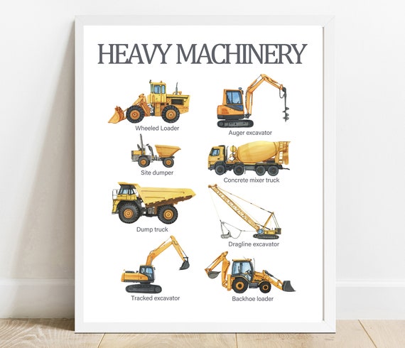 Construction Vehicle Watercolor Print Heavy Machinery Nursery Art