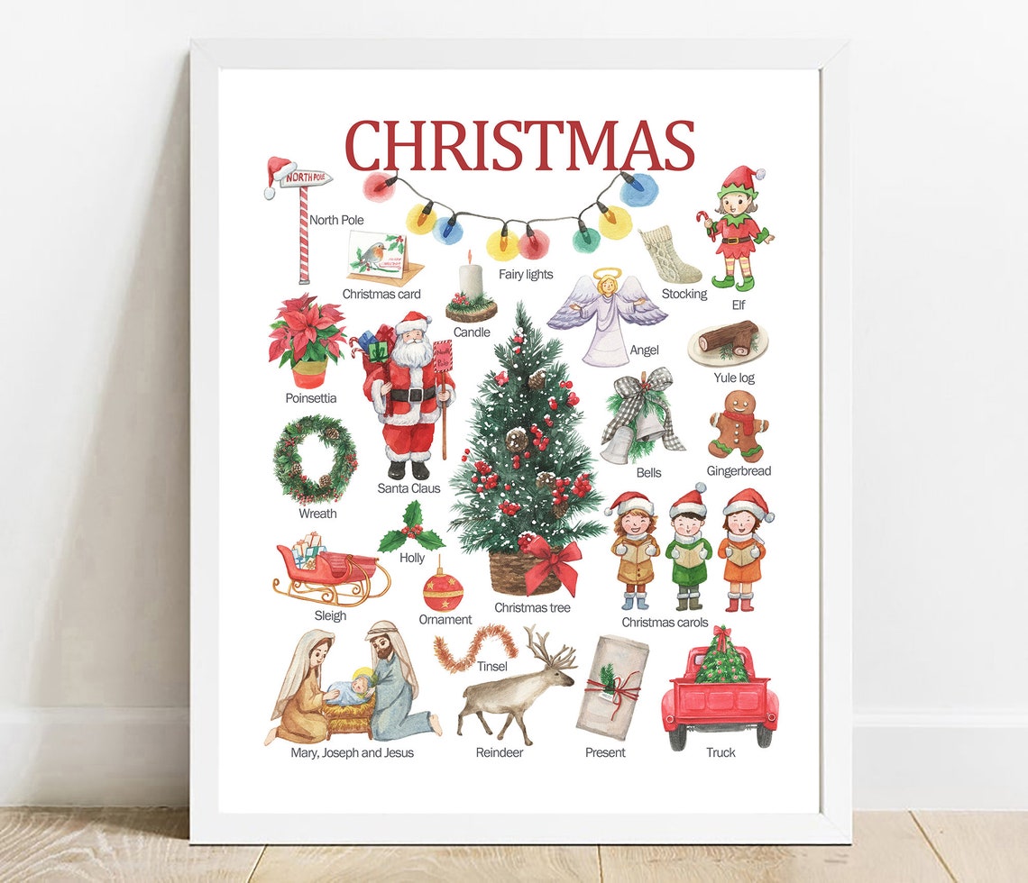 Christmas Learning Poster Winter Nursery Decor
