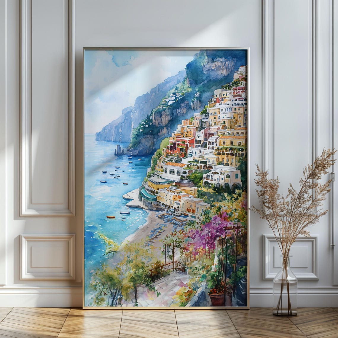 Positano, Italy Watercolor Travel Poster Art Print - Image 3