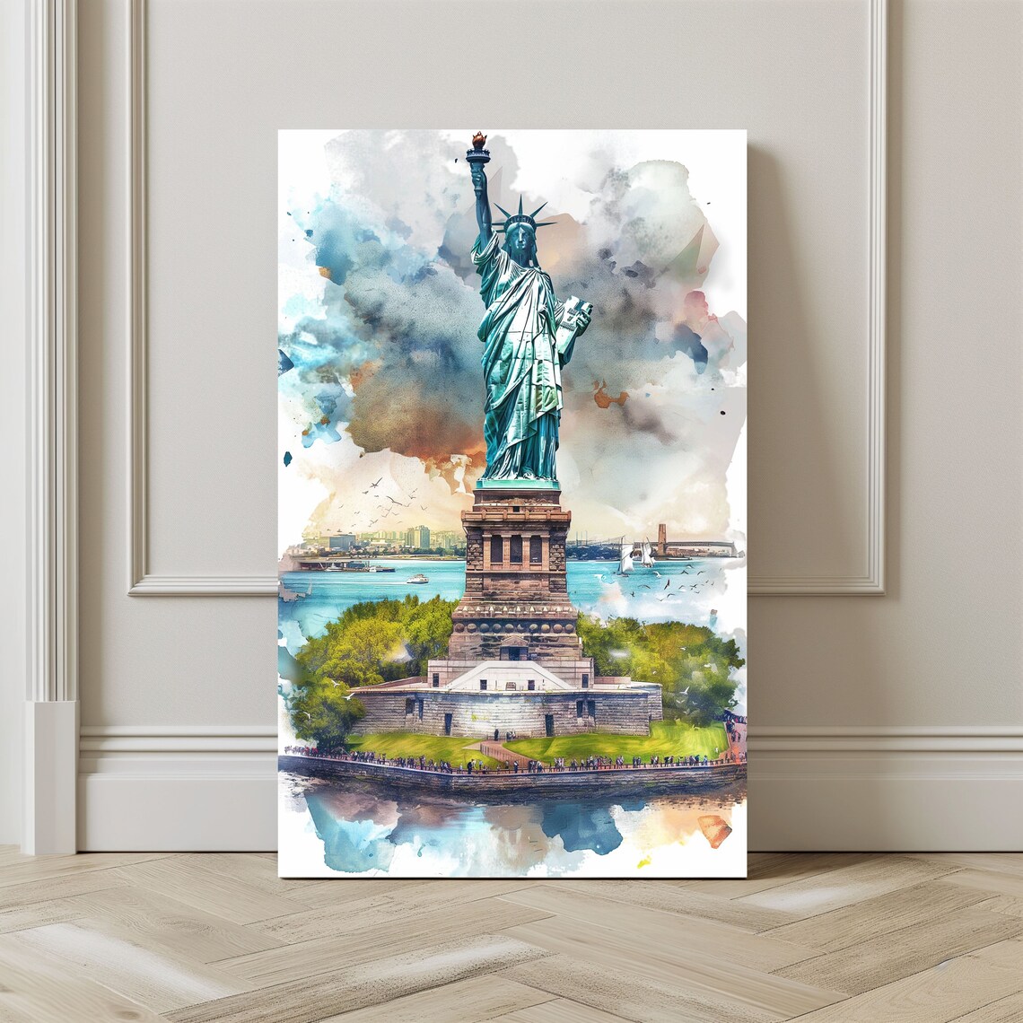 Watercolor New York Travel Poster, City Art