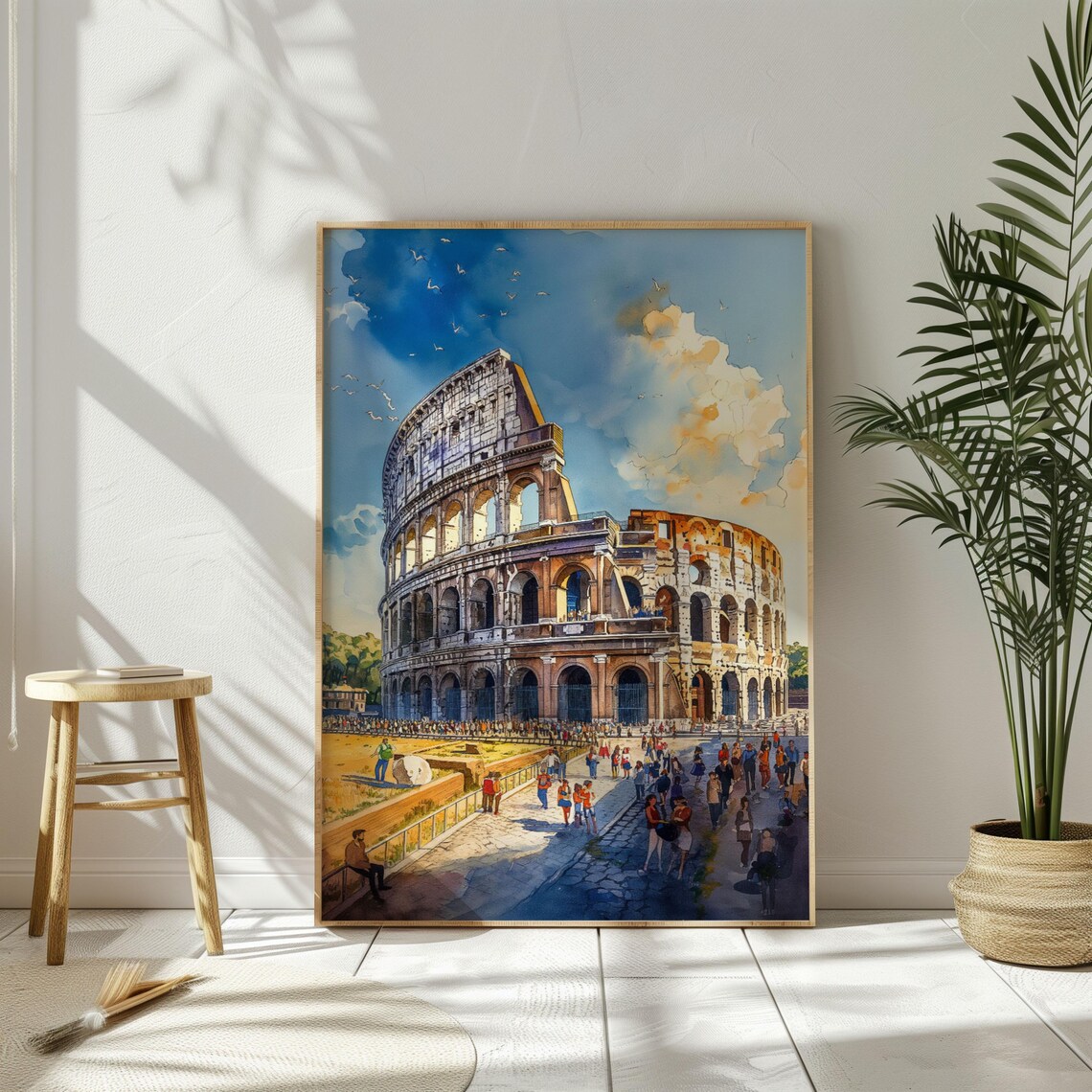 Watercolor Italy Rome Travel Poster, Colosseum - Image 3