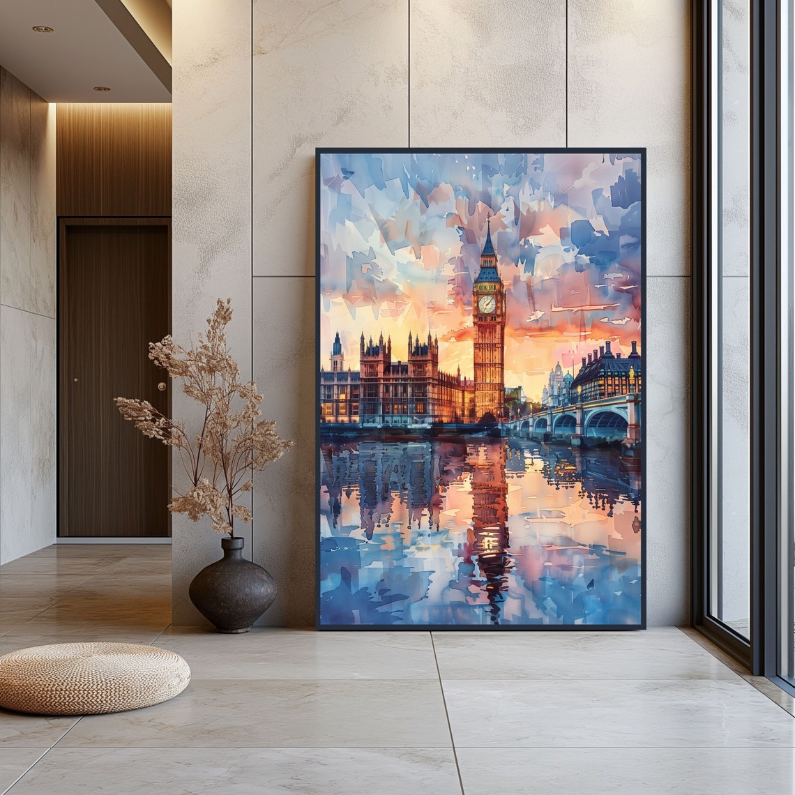 Watercolor London City Poster, Big Ben Travel Print - Image 3