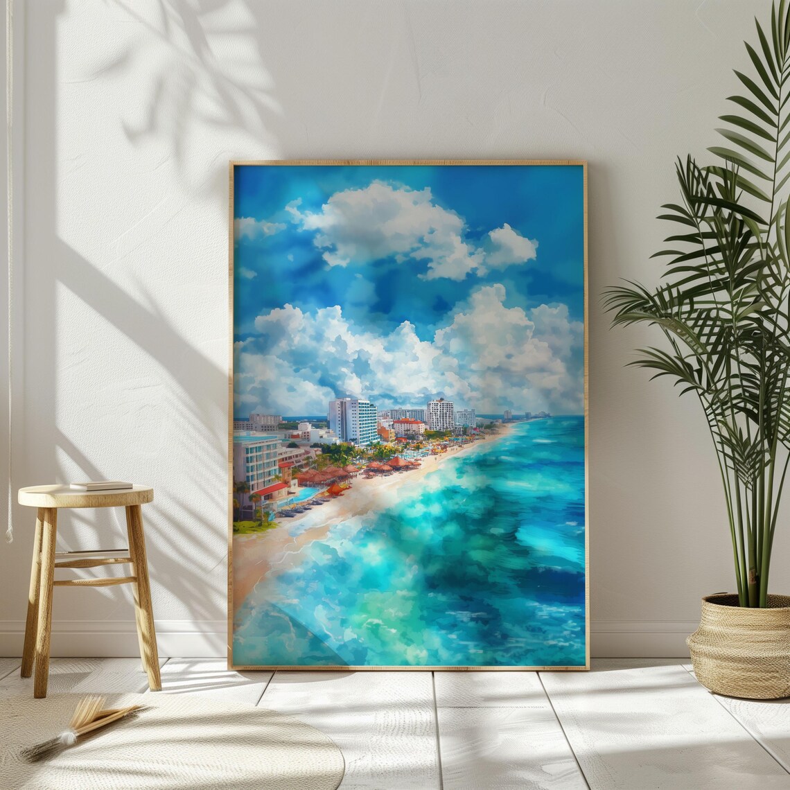 Watercolor Cancun Beach Mexico Travel Poster - Image 3